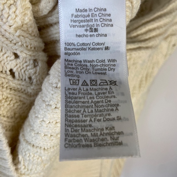 Cream Cable 100% Cotton Long Sleeve Sweater JCrew J Crew Holiday Sweater Small - Picture 2 of 4